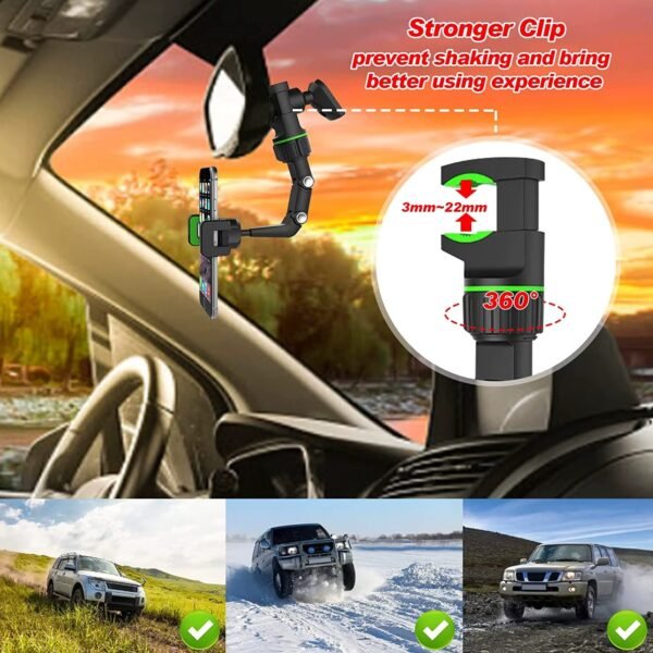 ⁦Rearview Mirror Mobile Phone Car Holder⁩ - الصورة ⁦5⁩